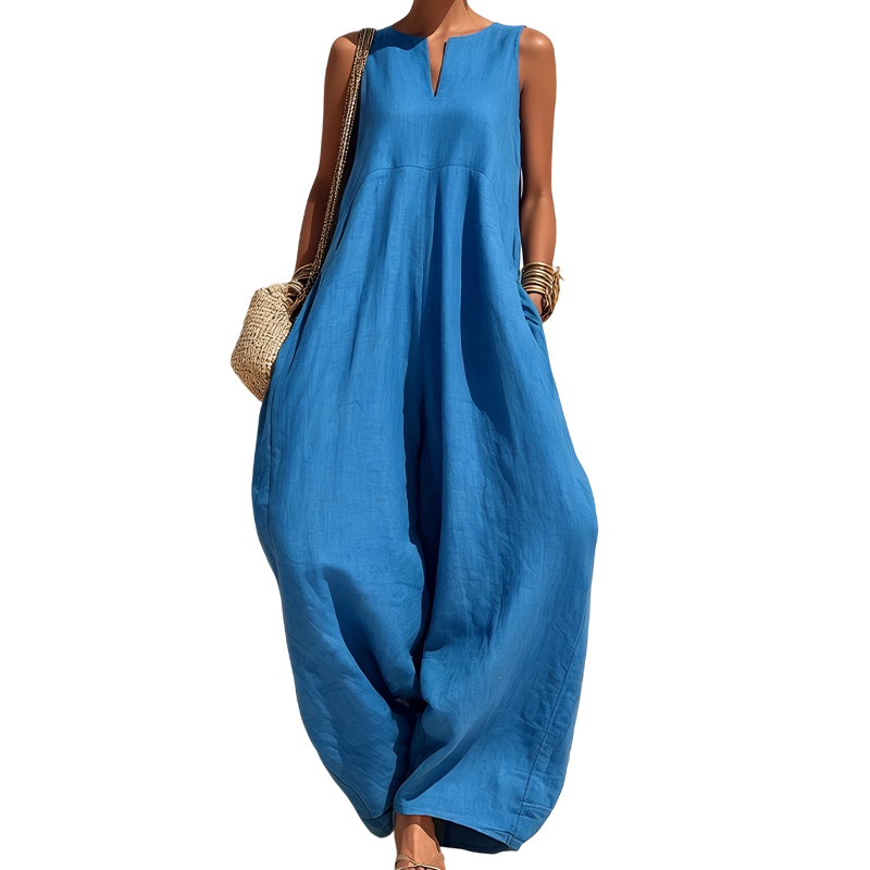 ☀️Women's Sleeveless V-Neck Wide-Leg Jumpsuit With Pockets– Effortless Chic With Pockets For Everyday Style🤍