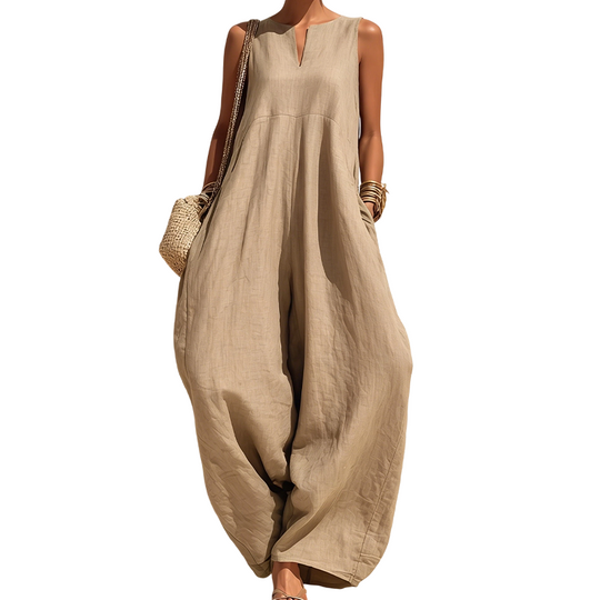 ☀️Women's Sleeveless V-Neck Wide-Leg Jumpsuit With Pockets– Effortless Chic With Pockets For Everyday Style🤍