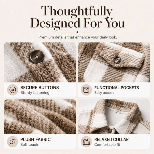 ⏰🍂Autumn Early Bird Sale--Women's Plaid Button-Down Cozy Jacket