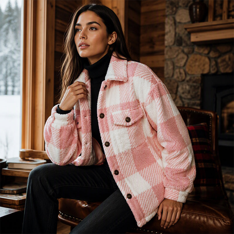 ⏰🍂Autumn Early Bird Sale--Women's Plaid Button-Down Cozy Jacket