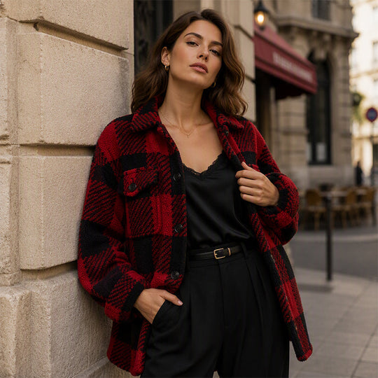 ⏰🍂Autumn Early Bird Sale--Women's Plaid Button-Down Cozy Jacket