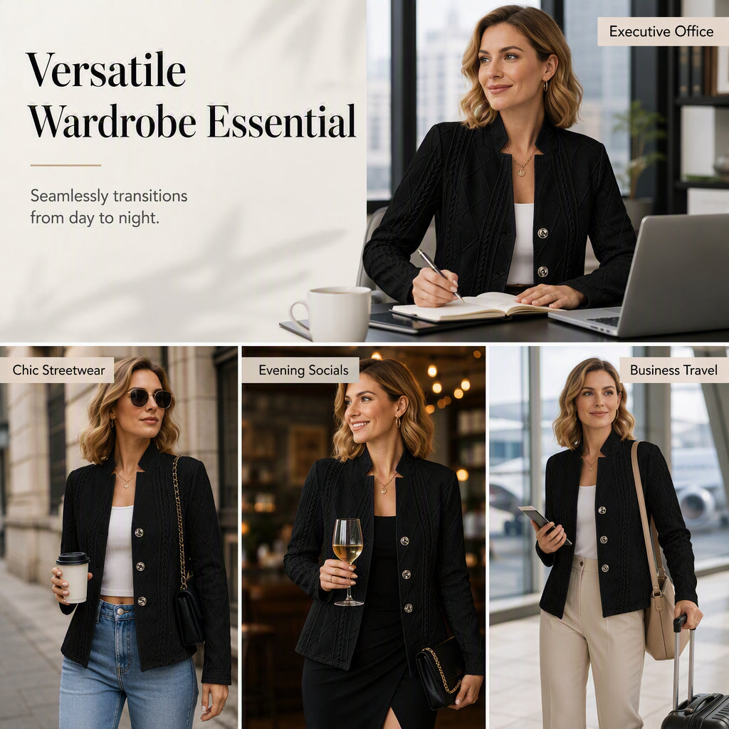 ✨Women's Textured Button Down Blazer Jacket – Effortless Elegance for Every Occasion