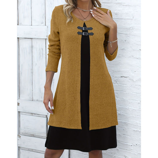 🔥 2026 Fresh Drops | Flat 50% OFF Today! 💸Women's Casual Ribbed Knit Long Sleeve Dress