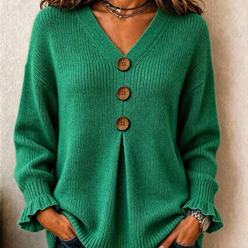 ☁️ Cozy Everyday Comfort | Women's V-Neck Knit Sweater