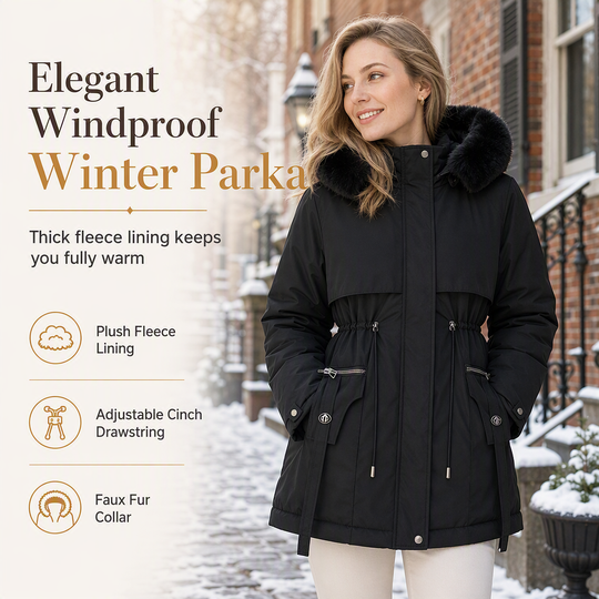 🔥Women's Winter Faux Fur Padded Parka ❄️Cozy Fleece Lined Winter Jacket