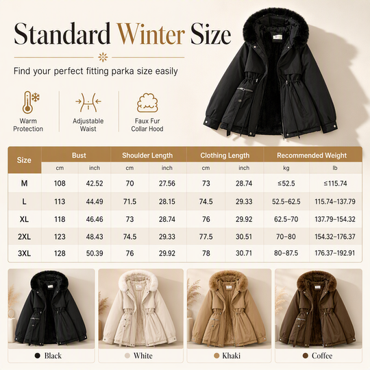 🔥Women's Winter Faux Fur Padded Parka ❄️Cozy Fleece Lined Winter Jacket