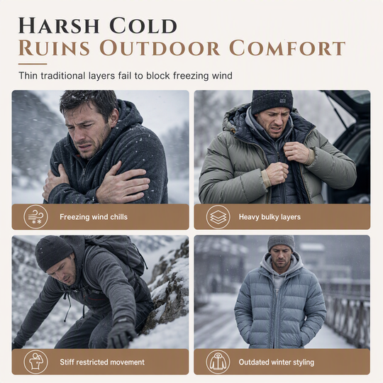 🧥Men's Winter Fleece Lined Hoodie Jacquard Pattern Long Sleeve Pullover Sweatshirt for Casual Outdoor Wear