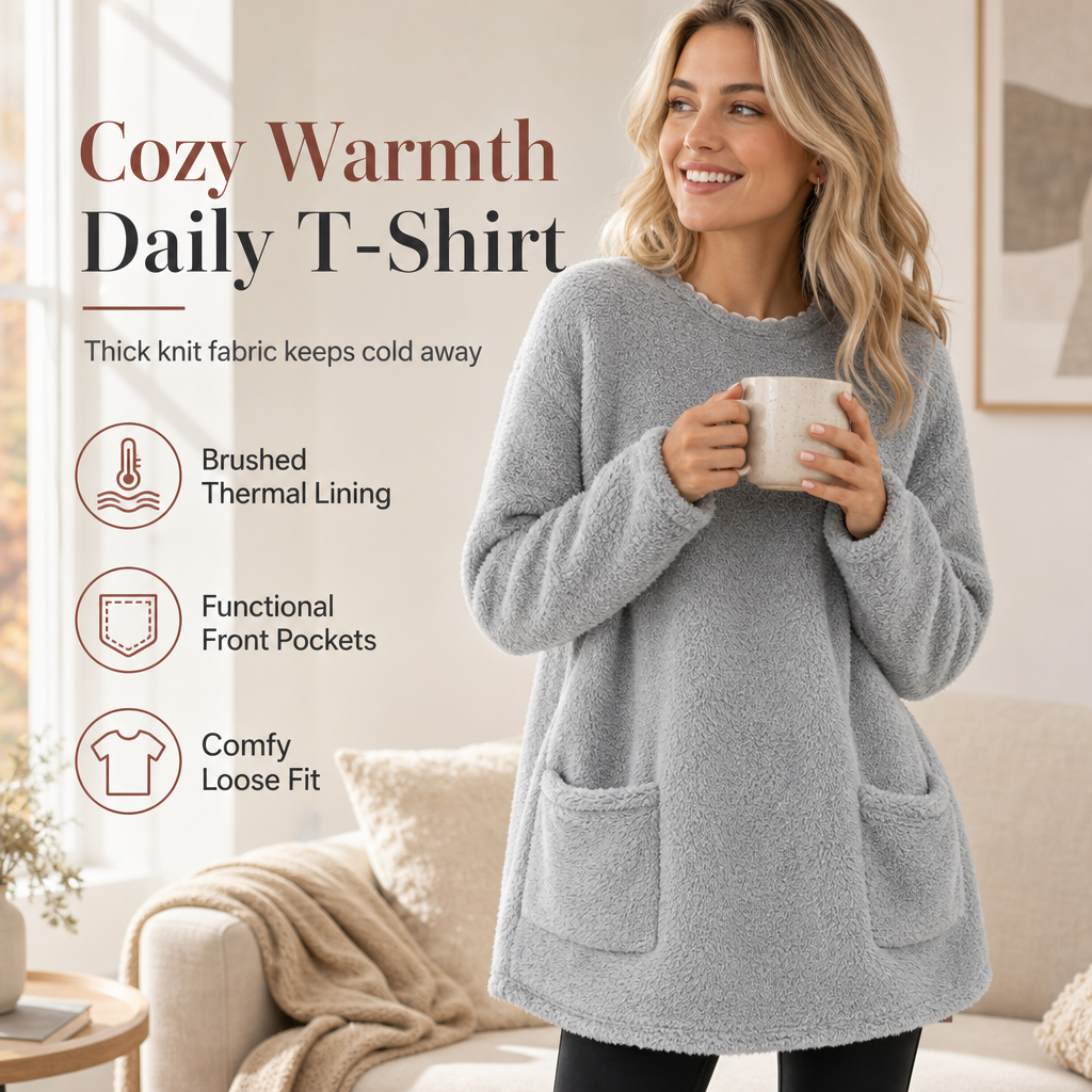 🍂LAST DAY SALE 60% OFF👍✨☁️Women's Warm Crew Neck Long Sleeve Top