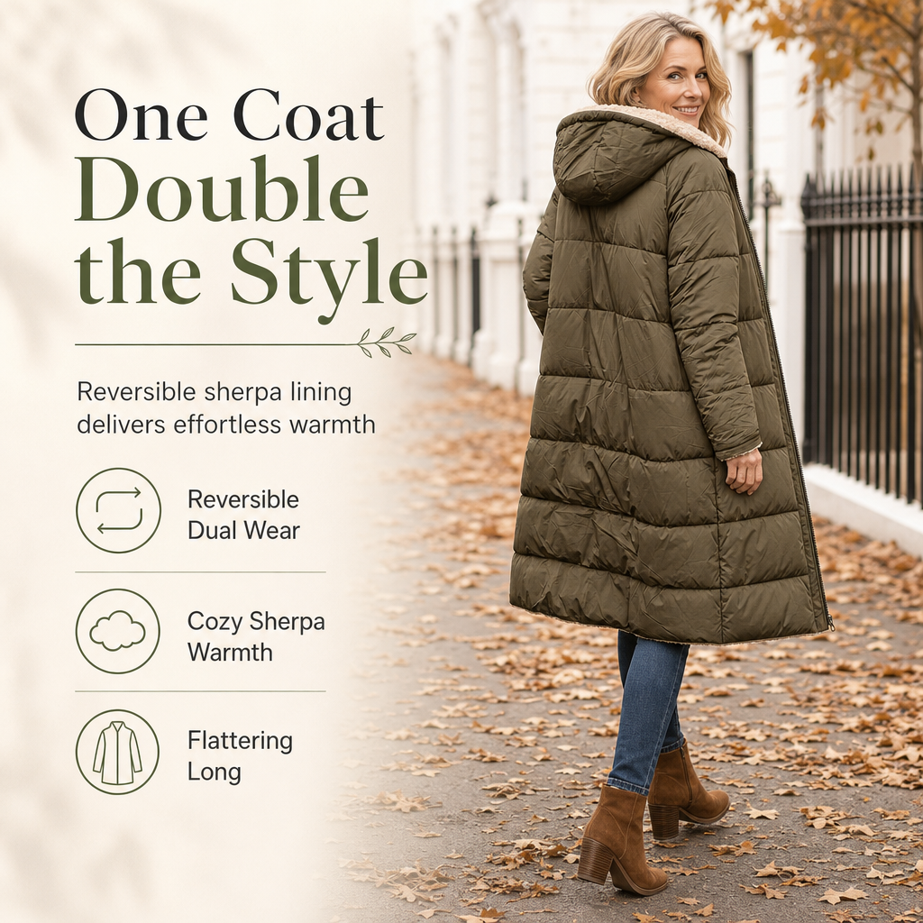 🧥 Two Looks, One Cozy Coat ⚡ Women's Reversible Hooded Padded Coat