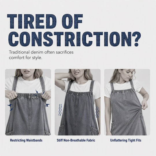 👗✨Women's Oversized Casual Denim Suspender Maxi Dress