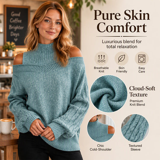 💖Black Friday Mega Deal – 50% off!💖 Women's Cold Shoulder Mock Neck Sweater