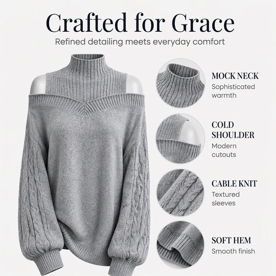 💖Black Friday Mega Deal – 50% off!💖 Women's Cold Shoulder Mock Neck Sweater