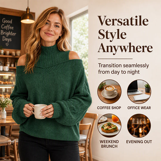 💖Black Friday Mega Deal – 50% off!💖 Women's Cold Shoulder Mock Neck Sweater