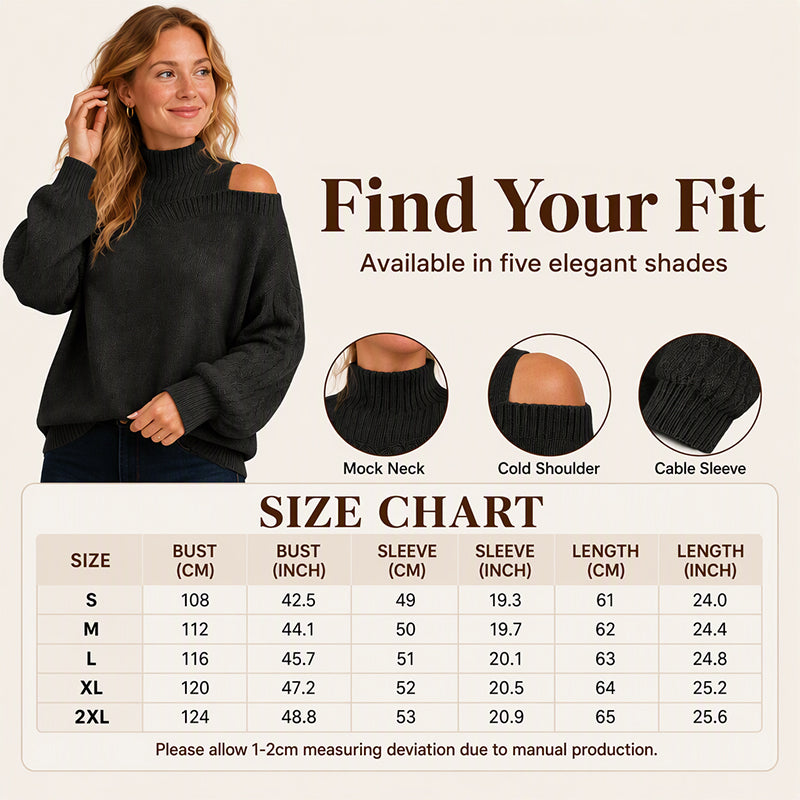 💖Black Friday Mega Deal – 50% off!💖 Women's Cold Shoulder Mock Neck Sweater