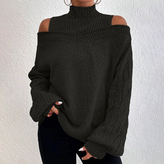 💖Black Friday Mega Deal – 50% off!💖 Women's Cold Shoulder Mock Neck Sweater