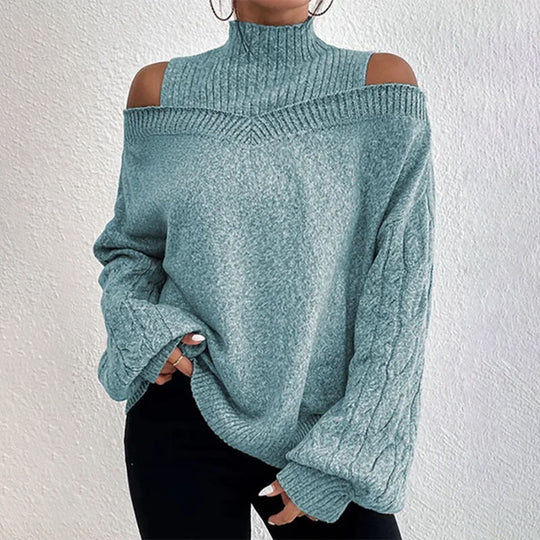 💖Black Friday Mega Deal – 50% off!💖 Women's Cold Shoulder Mock Neck Sweater