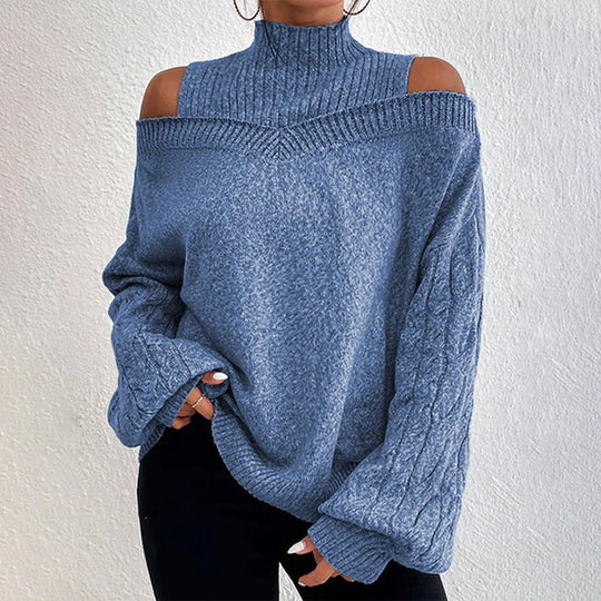 💖Black Friday Mega Deal – 50% off!💖 Women's Cold Shoulder Mock Neck Sweater