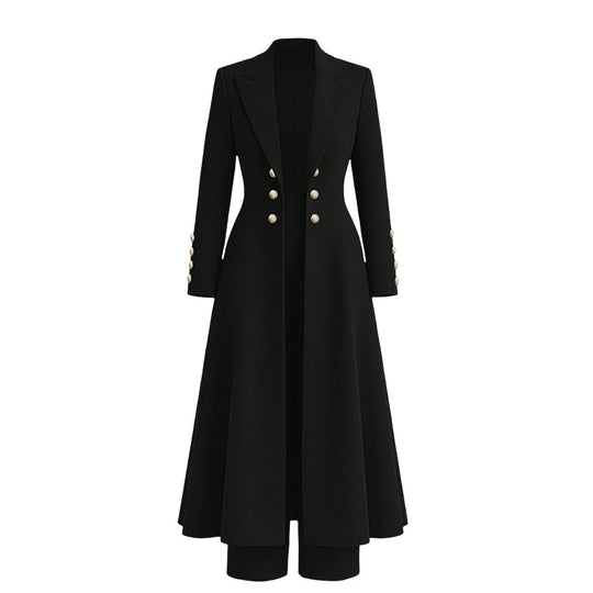 💖Women's Elegant Autumn 2 Piece Outfit Set with Retro Long Sleeve Coat and Simple Trousers
