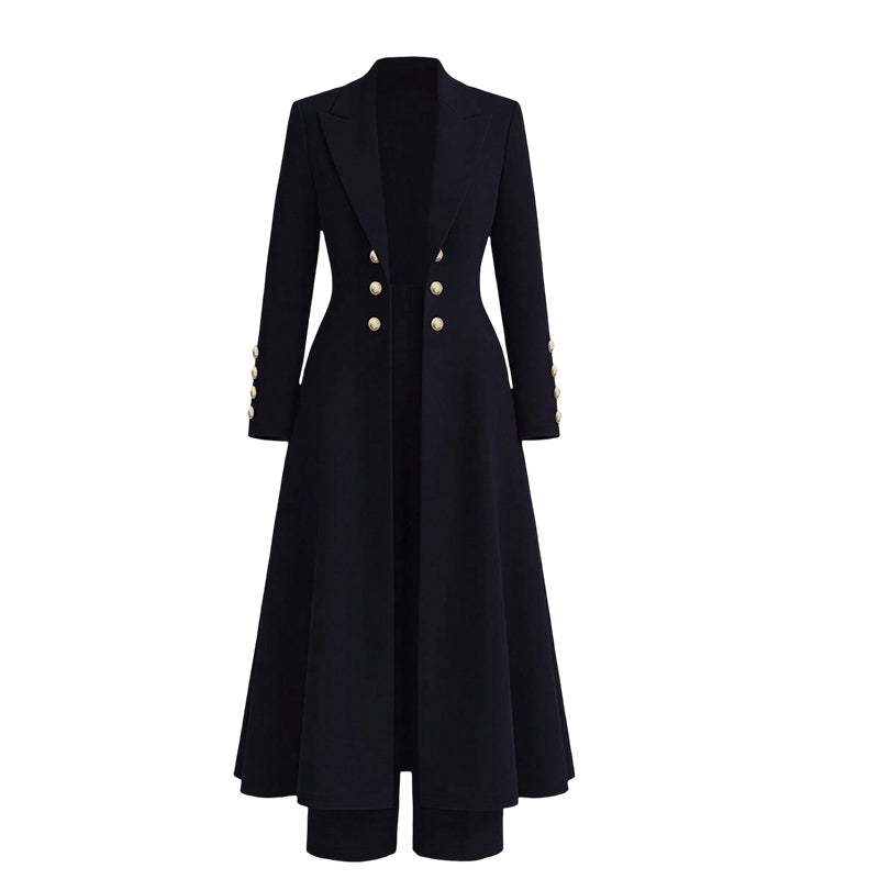 💖Women's Elegant Autumn 2 Piece Outfit Set with Retro Long Sleeve Coat and Simple Trousers
