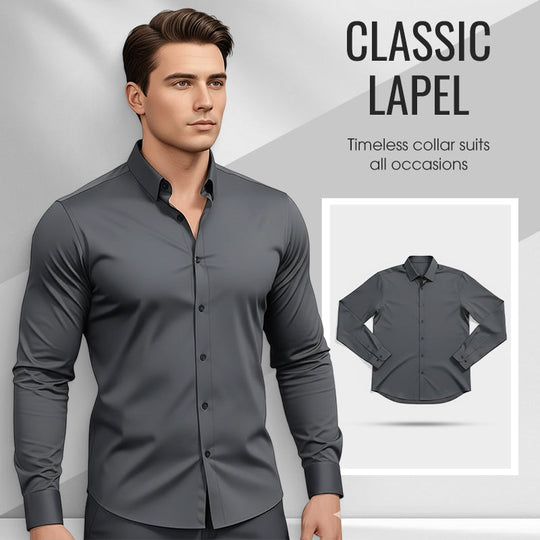 Men's Solid Color Lapel Long Sleeve Button-Down Shirts