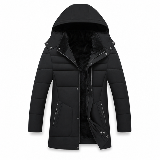 Men's Mid-Length Winter Padded Thickened Business Casual Cotton Coat for Middle-Aged Men