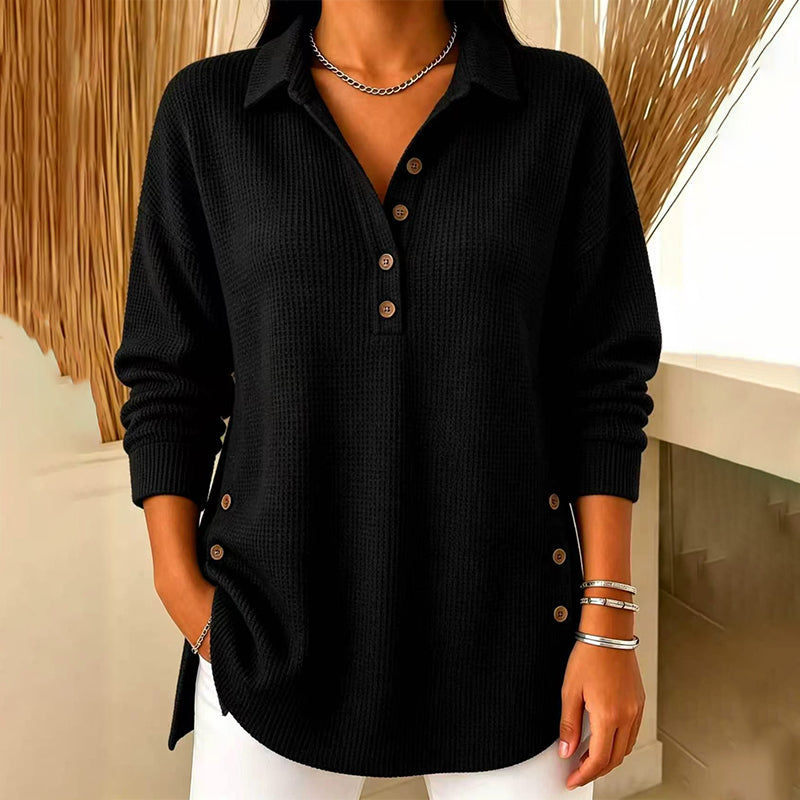 Women's Waffle Knit Long Sleeve Top