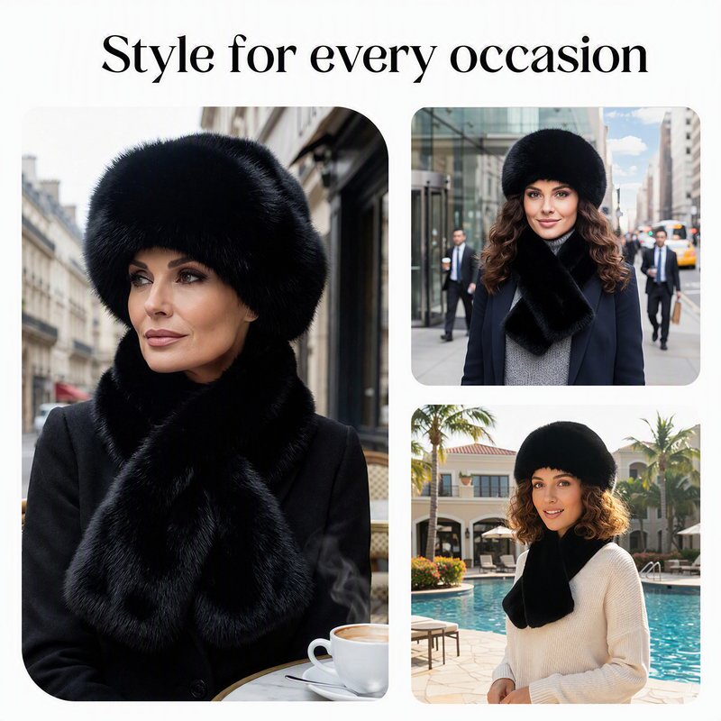 🎁 Soft Plush Feel, Ready-to-Gift Warm Set | Winter Thickened Scarf & Hat Set