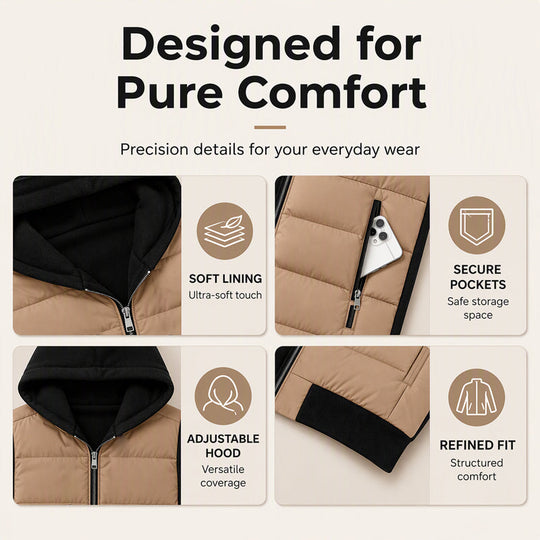 ❄️ Cold-Ready Warmth, Bold Color Contrast | Women's Color-Block Padded Hooded Jacket