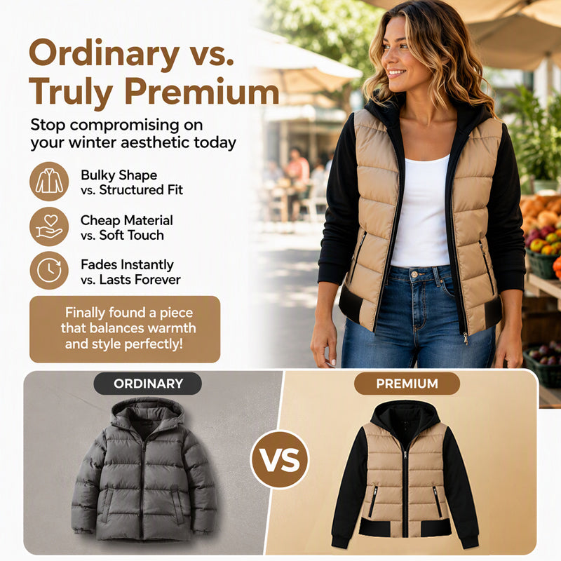❄️ Cold-Ready Warmth, Bold Color Contrast | Women's Color-Block Padded Hooded Jacket