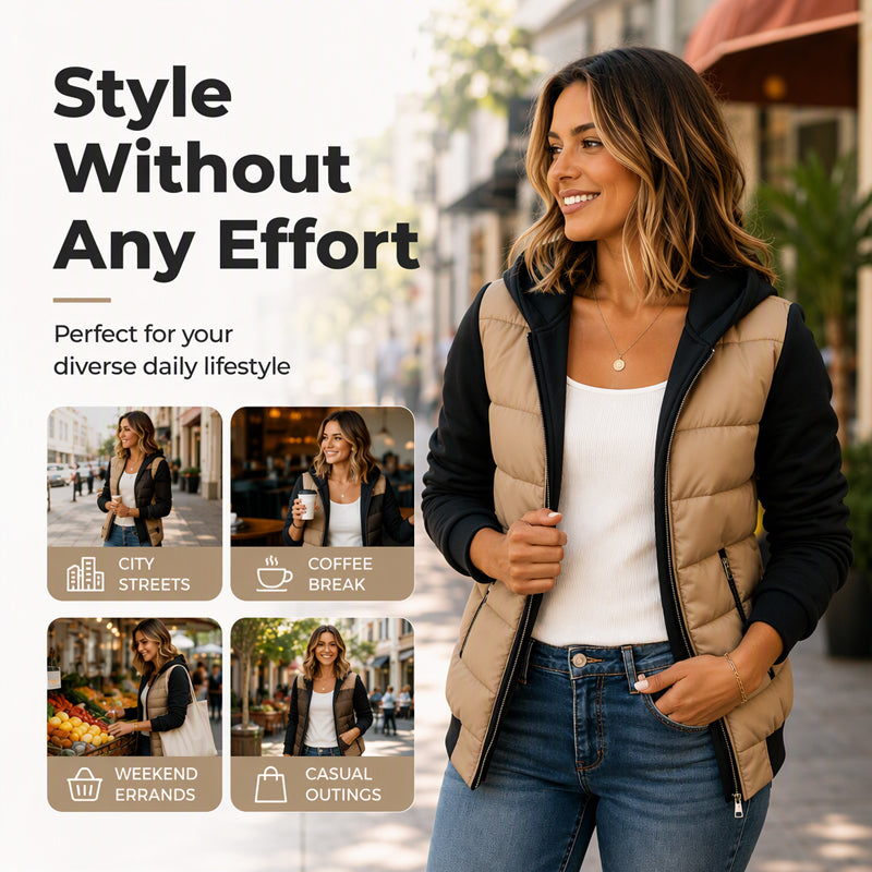 ❄️ Cold-Ready Warmth, Bold Color Contrast | Women's Color-Block Padded Hooded Jacket