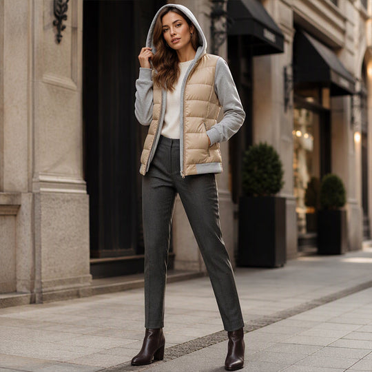 ❄️ Cold-Ready Warmth, Bold Color Contrast | Women's Color-Block Padded Hooded Jacket