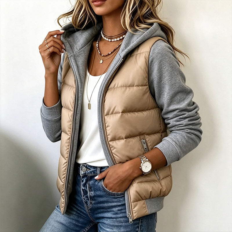❄️ Cold-Ready Warmth, Bold Color Contrast | Women's Color-Block Padded Hooded Jacket