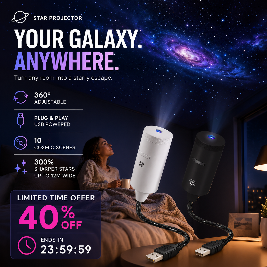 🌌🌙 USB Galaxy Moon Projector Night Light – Rotating Starry Sky, Soothing Sleep Ambience✨✅