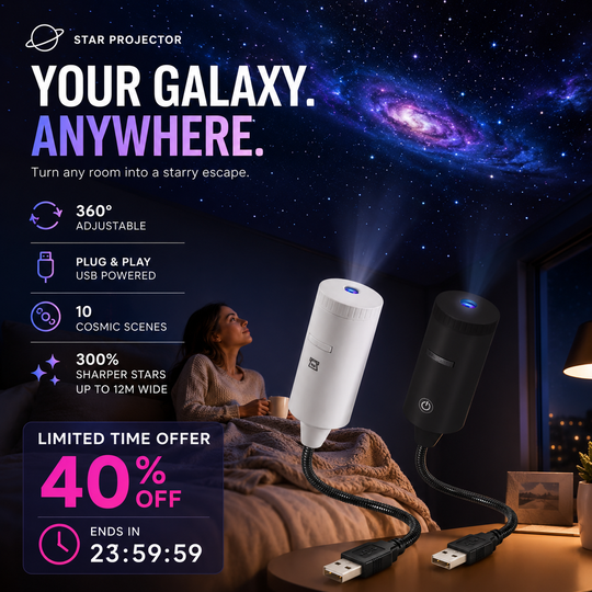 🌌🌙 USB Galaxy Moon Projector Night Light – Rotating Starry Sky, Soothing Sleep Ambience✨✅