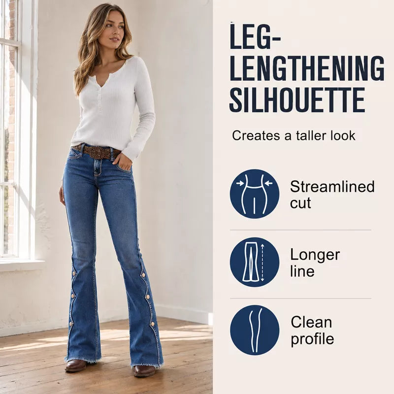 Women High Waisted Distressed Flare Jeans