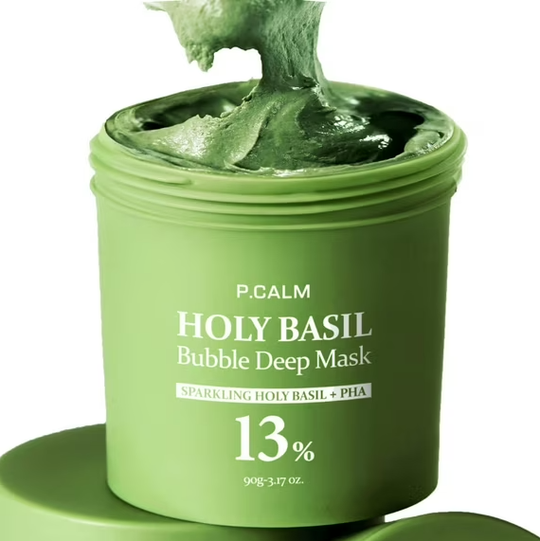 P.CALM Kolsyrad mask med Holy Basil: Förvandlar lera till bubblor på djupet Rengör porer, kontrollerar pormaskar och talg, 90 g smink för spaupplevelsen&nbsp; Arrangörer