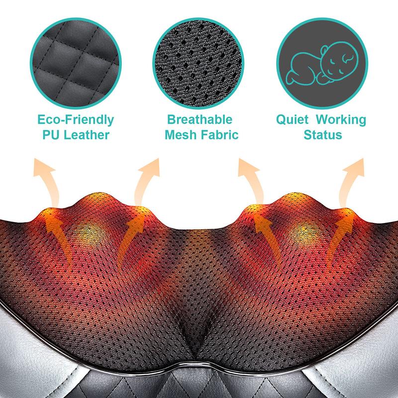 Medcursor mothersdaygift Neck & Shoulder Massager with Heat Shiatsu 16 Deep-Kneading Nodes Adjustable Intensity Portable for Muscle Relaxation Ideal