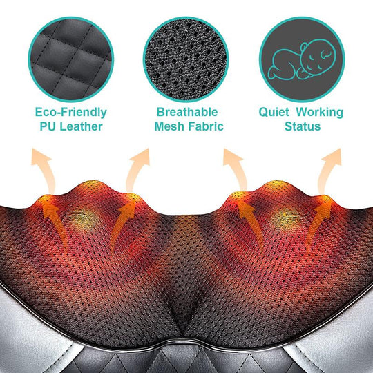 Medcursor mothersdaygift Neck & Shoulder Massager with Heat Shiatsu 16 Deep-Kneading Nodes Adjustable Intensity Portable for Muscle Relaxation Ideal