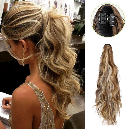 18-inch Wavy Curly Wig Clip Ponytail Extension