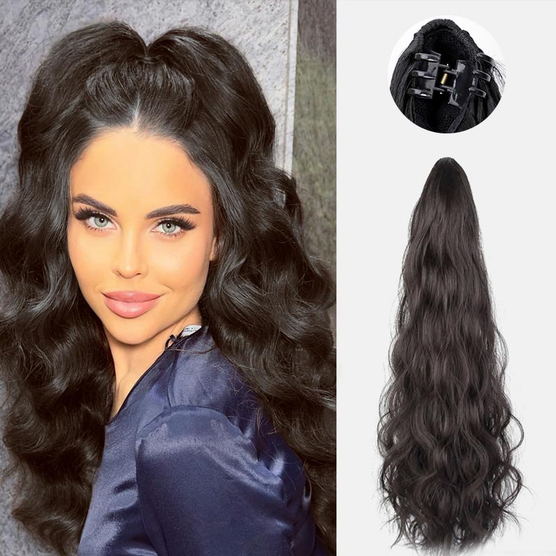 18-inch Wavy Curly Wig Clip Ponytail Extension