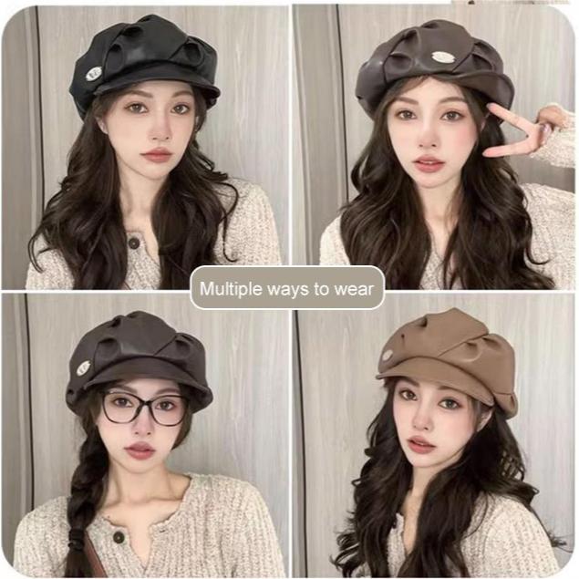 Stylish Leather Beret Hat