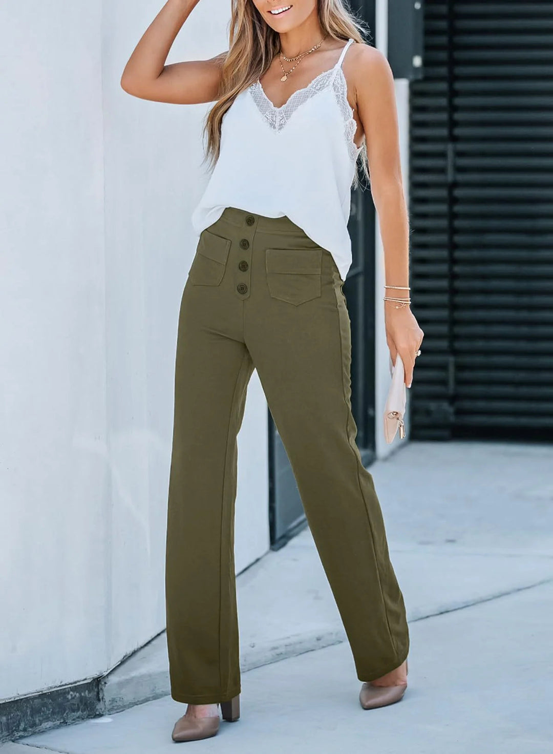 Multi Pocket High Elastic Pants