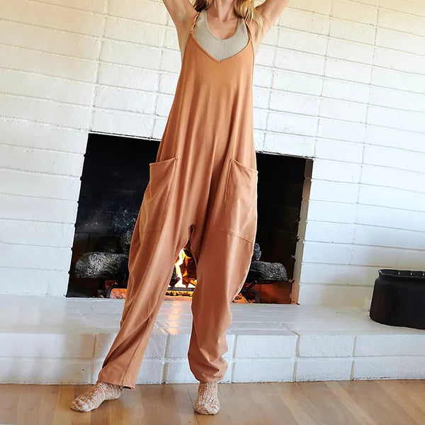 Wide Leg Jumpsuit with Pockets (Buy 2 Free Shipping)