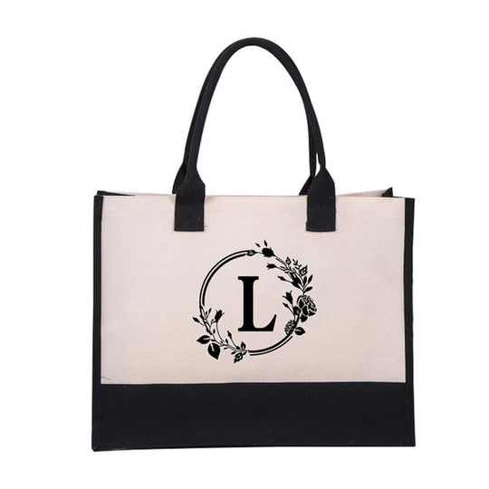 Perfect Gift-DIY Letter Canvas Bag Women Hit Color Simple Shoulder Shopping Tote Handbag