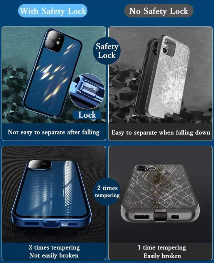 Magnetic Tempered Glass Double-Sided Phone Case For iPhone