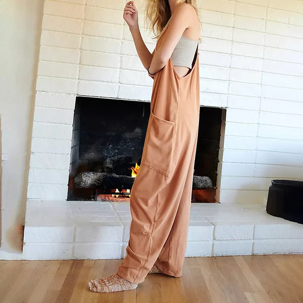 Wide Leg Jumpsuit with Pockets (Buy 2 Free Shipping)