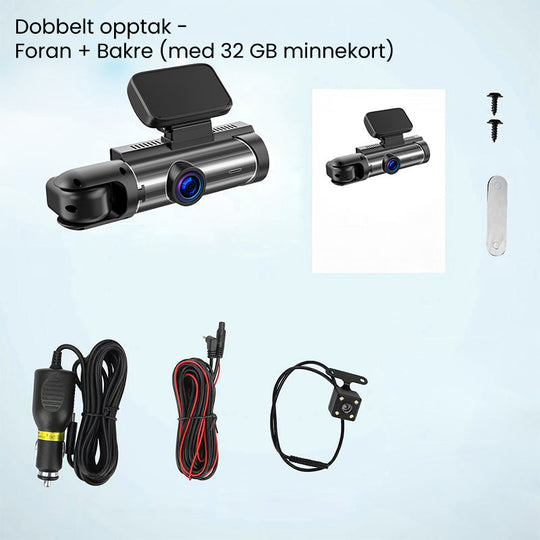 Dash cam with 170° wide-angle and 1080p dual lens