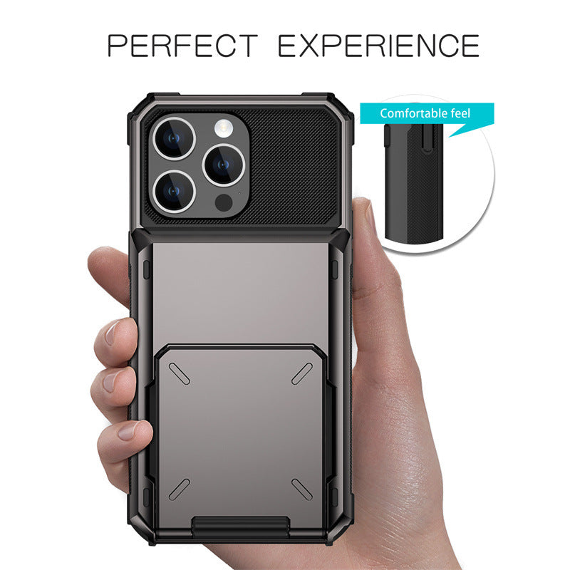 Flip Cover Shockproof Case with Built-In Card Slot